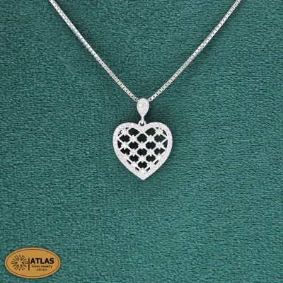 مدال نقره قلب دخترانه با زنجیر و نگین های برلیان 4.1 گرمی نقره اصل 925