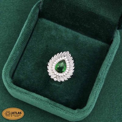 انگشتر نقره زنانه نگین دار با نگین های برلیان 3.7 گرمی نقره اصل 925