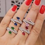 انگشتر نقره زنانه نگین دار با نگین های برلیان 3.8 گرمی نقره اصل 925 - Image 6