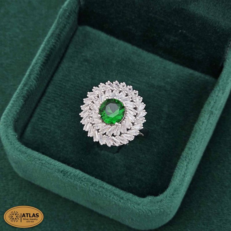 انگشتر نقره زنانه نگین دار با نگین های برلیان 5.2 گرمی نقره اصل 925 - Image 1