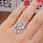 انگشتر نقره زنانه مجلسی با نگین های باگت