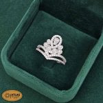 انگشتر نقره زنانه مجلسی با نگین های برلیان