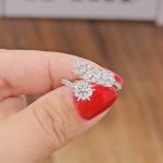 انگشتر نقره زنانه مجلسی با نگین های برلیان، مارکیز 2.6 گرمی نقره اصل 925 - Image 2
