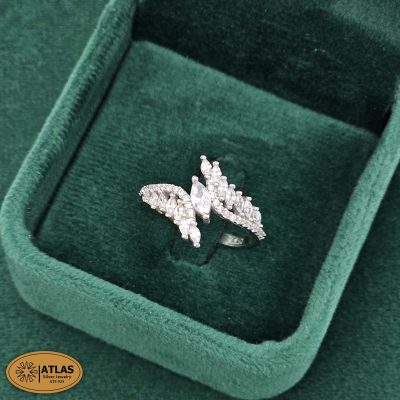 انگشتر نقره زنانه مجلسی با نگین های برلیان و مارکیز 2.9 گرمی نقره اصل 925