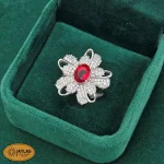 انگشتر نقره زنانه نگین دار با نگین های برلیان 5.3 گرمی نقره اصل 925 - Image 3