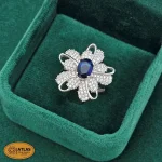 انگشتر نقره زنانه نگین دار با نگین های برلیان 5.3 گرمی نقره اصل 925 - Image 2