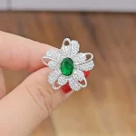 انگشتر نقره زنانه نگین دار با نگین های برلیان 5.3 گرمی نقره اصل 925 - Image 6