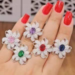 انگشتر نقره زنانه نگین دار مدل RO41 رنگ های مختلف