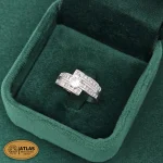 انگشتر نقره زنانه مجلسی با نگین های برلیان و باگت 4.3 گرمی نقره اصل 925