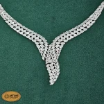 سرویس نقره جواهری زنانه مجلسی نگین های مارکیز و برلیان 34.5 گرمی نقره اصل 925 - Image 2