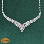 سرویس نقره جواهری زنانه مجلسی نگین های مارکیز و برلیان 33.6 گرمی نقره اصل 925 - Image 3