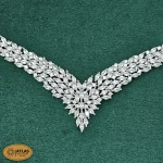 سرویس نقره جواهری زنانه مجلسی نگین های مارکیز و برلیان 33.6 گرمی نقره اصل 925 - Image 2