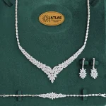 سرویس نقره جواهری زنانه مجلسی با نگین های برلیان 34.5 گرمی نقره اصل 925
