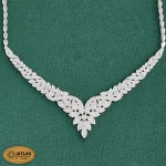 سرویس نقره جواهری زنانه مجلسی با نگین های برلیان 34.5 گرمی نقره اصل 925 - Image 3