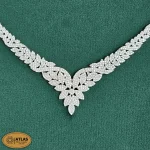 سرویس نقره جواهری زنانه مجلسی با نگین های برلیان 34.5 گرمی نقره اصل 925 - Image 2