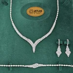 سرویس نقره جواهری زنانه مجلسی با نگین های برلیان 29.5 گرمی نقره اصل 925