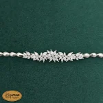 سرویس نقره جواهری زنانه مجلسی نگین های مارکیز و برلیان 31.9 گرمی نقره اصل 925 - Image 3