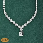 سرویس نقره جواهری زنانه مجلسی با نگین های برلیان 29.7 گرمی نقره اصل 925 - Image 2