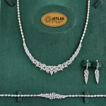 سرویس نقره جواهری زنانه مجلسی با نگین های برلیان و باگت 29.4 گرمی نقره اصل 925