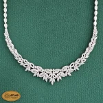 سرویس نقره جواهری زنانه مجلسی با نگین های برلیان و باگت 29.4 گرمی نقره اصل 925 - Image 3