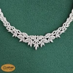 سرویس نقره جواهری زنانه مجلسی با نگین های برلیان و باگت 29.4 گرمی نقره اصل 925 - Image 2