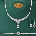 سرویس نقره جواهری زنانه مجلسی با نگین های برلیان و باگت 32.5 گرمی نقره اصل 925