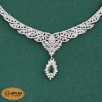 سرویس نقره جواهری زنانه مجلسی با نگین های برلیان و باگت 32.5 گرمی نقره اصل 925 - Image 2