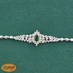 سرویس نقره جواهری زنانه مجلسی با نگین های برلیان و باگت 32.5 گرمی نقره اصل 925 - Image 4