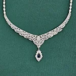 سرویس نقره جواهری زنانه مجلسی با نگین های برلیان و باگت 32.5 گرمی نقره اصل 925 - Image 7