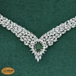 سرویس نقره جواهری زنانه مجلسی با نگین های برلیان و مارکیز 34.1 گرمی نقره اصل 925 - Image 2