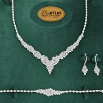 سرویس نقره جواهری زنانه مجلسی با نگین های برلیان ،مارکیز و اشک 33.9 گرمی نقره اصل 925 (کپی)