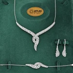 سرویس نقره زنجیری زنانه با نگین های برلیان 25.3 گرمی نقره اصل 925