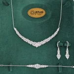 سرویس نقره زنجیری زنانه با نگین های برلیان 21.7 گرمی نقره اصل 925
