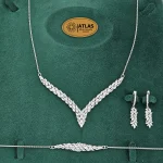 سرویس نقره زنانه زنجیری با نگین های برلیان و مارکیز 20.3 گرمی نقره اصل 925