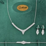 سرویس نقره زنانه زنجیری با نگین های برلیان و مارکیز 19.5 گرمی نقره اصل 925