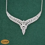 سرویس نقره زنجیری با نگین های برلیان و باگت 15.9 گرمی نقره اصل 925 - Image 2