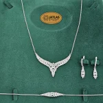 سرویس نقره زنجیری با نگین های برلیان و باگت 15.9 گرمی نقره اصل 925