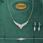 سرویس نقره زنجیری با نگین های برلیان و باگت 15.3 گرمی نقره اصل 925