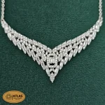 سرویس نقره زنجیری با نگین های برلیان و باگت 15.3 گرمی نقره اصل 925 - Image 2