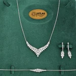 سرویس نقره زنانه میکرو با نگین های برلیان و مارکیز، اشک 16.3 گرمی نقره اصل 925