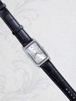 ساعت نقره مردانه نگین دار بند چرمی نقره اصل 925 - Image 4