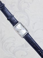 ساعت نقره مردانه نگین دار بند چرمی نقره اصل 925 - Image 5