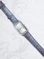 ساعت نقره مردانه نگین دار بند چرمی نقره اصل 925