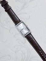 ساعت نقره مردانه نگین دار بند چرمی نقره اصل 925 - Image 8