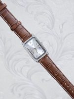 ساعت نقره مردانه نگین دار بند چرمی نقره اصل 925 - Image 9