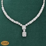 سرویس نقره جواهری زنانه امرالدکات با نگین های برلیان و باگت 32.6 گرمی نقره اصل 925 - Image 3