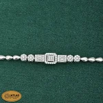 سرویس نقره جواهری زنانه امرالدکات با نگین های برلیان و باگت 32.6 گرمی نقره اصل 925 - Image 4