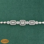 سرویس نقره جواهری زنانه امرالدکات با نگین های برلیان و باگت 32 گرمی نقره اصل 925 - Image 4