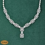 سرویس نقره جواهری زنانه امرالدکات با نگین های برلیان و باگت 29.8 گرمی نقره اصل 925 - Image 3