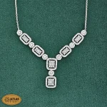 سرویس نقره زنجیری امرالدکات با نگین های برلیان و باگت 17.3 گرمی نقره اصل 925 - Image 3